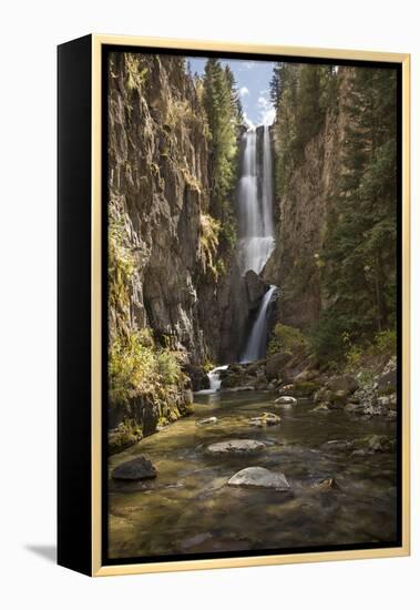 Colorado, Uncompahgre National Forest. Hidden Waterfall and Stream-Jaynes Gallery-Framed Premier Image Canvas