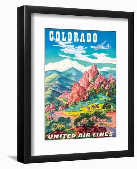 Colorado - United Air Lines - Garden of the Gods, Colorado Springs-Joseph Feher-Framed Art Print