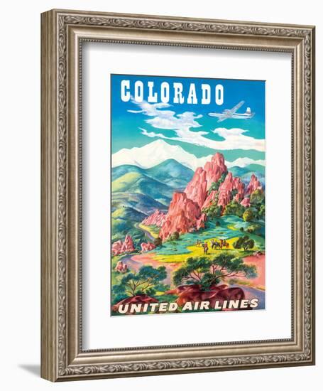 Colorado - United Air Lines - Garden of the Gods, Colorado Springs-Joseph Feher-Framed Art Print