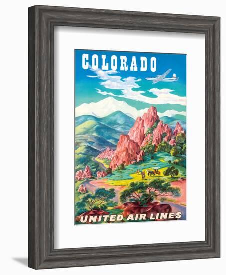 Colorado - United Air Lines - Garden of the Gods, Colorado Springs-Joseph Feher-Framed Art Print