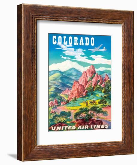 Colorado - United Air Lines - Garden of the Gods, Colorado Springs-Joseph Feher-Framed Art Print