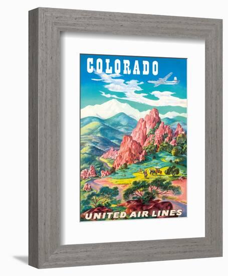 Colorado - United Air Lines - Garden of the Gods, Colorado Springs-Joseph Feher-Framed Art Print