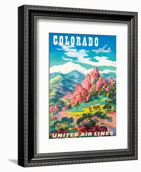 Colorado - United Air Lines - Garden of the Gods, Colorado Springs-Joseph Feher-Framed Art Print