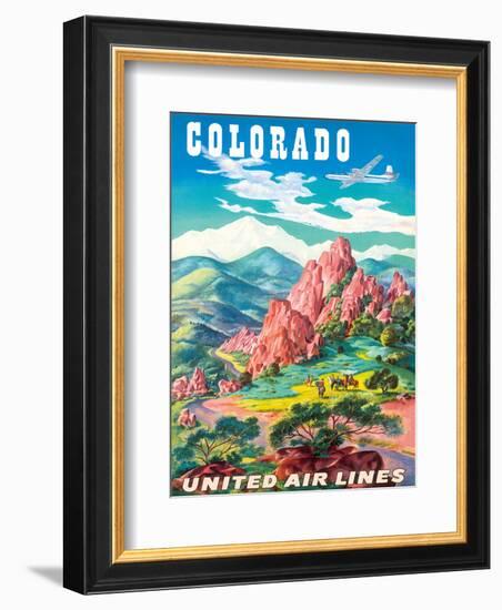 Colorado - United Air Lines - Garden of the Gods, Colorado Springs-Joseph Feher-Framed Art Print