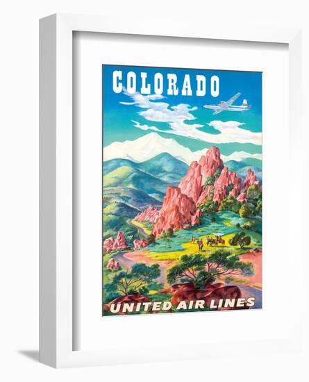 Colorado - United Air Lines - Garden of the Gods, Colorado Springs-Joseph Feher-Framed Art Print