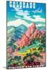 Colorado - United Air Lines, Vintage Airline Travel Poster, 1950s-Joseph Fehér-Mounted Art Print