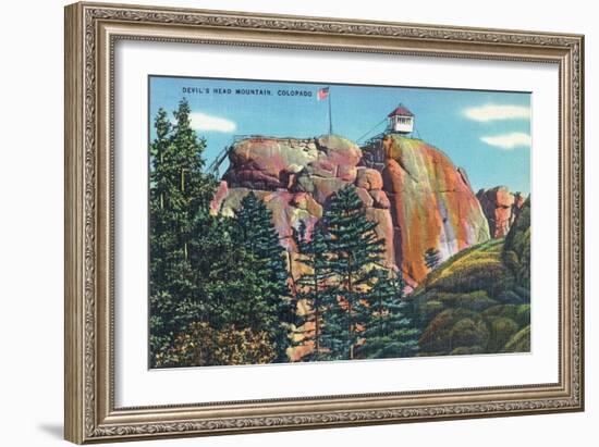 Colorado - View of Devil's Head Mountain Lookout Tower-Lantern Press-Framed Art Print