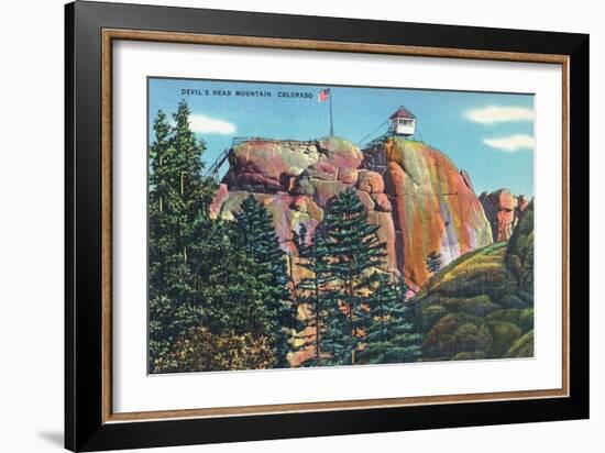 Colorado - View of Devil's Head Mountain Lookout Tower-Lantern Press-Framed Art Print