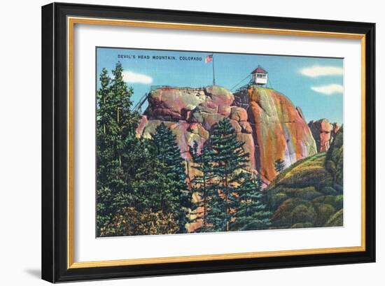 Colorado - View of Devil's Head Mountain Lookout Tower-Lantern Press-Framed Art Print