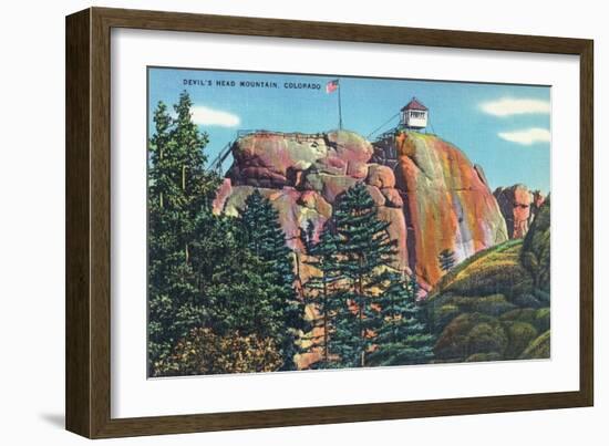 Colorado - View of Devil's Head Mountain Lookout Tower-Lantern Press-Framed Premium Giclee Print