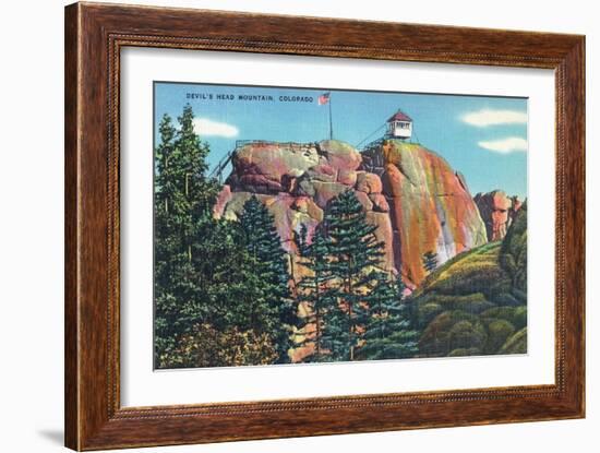 Colorado - View of Devil's Head Mountain Lookout Tower-Lantern Press-Framed Premium Giclee Print