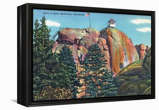 Colorado - View of Devil's Head Mountain Lookout Tower-Lantern Press-Framed Stretched Canvas