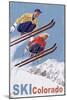 Colorado - Vintage Skiers - Lantern Press Artwork-Lantern Press-Mounted Art Print