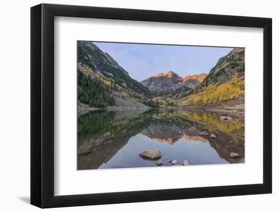 Colorado, White River National Forest, Maroon Bells with Autumn Color at First Light-Rob Tilley-Framed Photographic Print