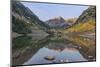 Colorado, White River National Forest, Maroon Bells with Autumn Color at First Light-Rob Tilley-Mounted Photographic Print