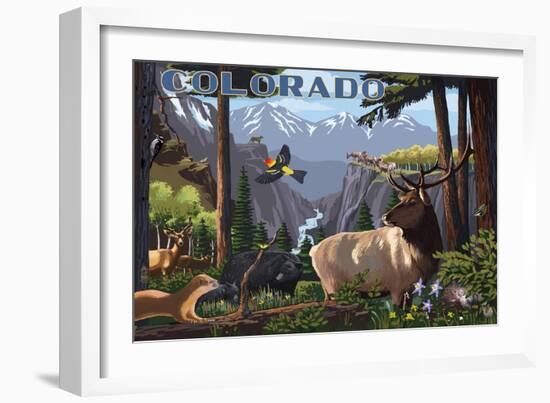 Colorado - Wildlife Utopia-Lantern Press-Framed Art Print