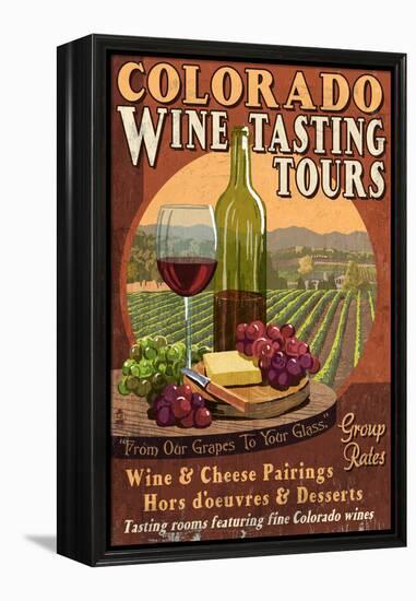 Colorado - Wine Tasting Vintage Sign-Lantern Press-Framed Stretched Canvas