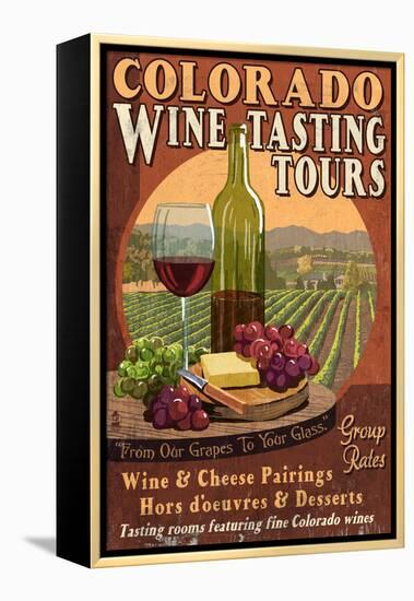 Colorado - Wine Tasting Vintage Sign-Lantern Press-Framed Stretched Canvas