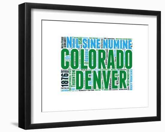 Colorado Word Cloud Map-NaxArt-Framed Art Print