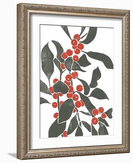 Colorblock Berry Branch IV-Emma Scarvey-Framed Art Print