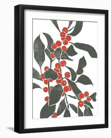 Colorblock Berry Branch IV-Emma Scarvey-Framed Art Print