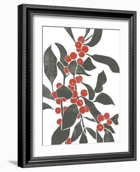 Colorblock Berry Branch IV-Emma Scarvey-Framed Art Print