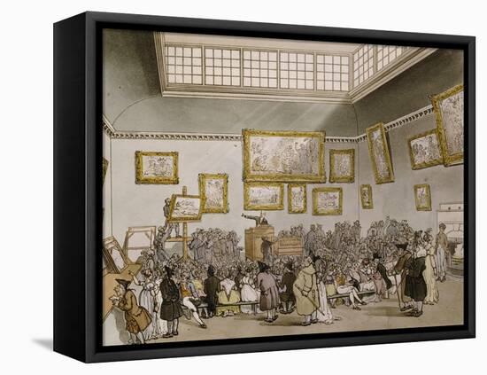 Colored Aquatint of Christies Auction Room, London, 1808-null-Framed Premier Image Canvas