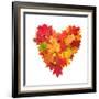 Colored Autumn Leaves In Heart Shape Isolated On White Background-Jag_cz-Framed Art Print