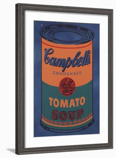 Colored Campbell's Soup Can, 1965 (blue & orange)-Andy Warhol-Framed Art Print