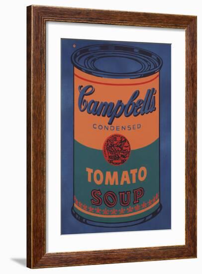 Colored Campbell's Soup Can, 1965 (blue & orange)-Andy Warhol-Framed Art Print