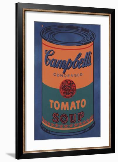 Colored Campbell's Soup Can, 1965 (blue & orange)-Andy Warhol-Framed Art Print