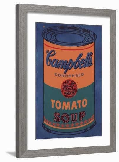 Colored Campbell's Soup Can, 1965 (blue & orange)-Andy Warhol-Framed Art Print