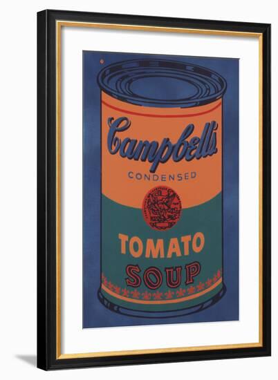 Colored Campbell's Soup Can, 1965 (blue & orange)-Andy Warhol-Framed Art Print