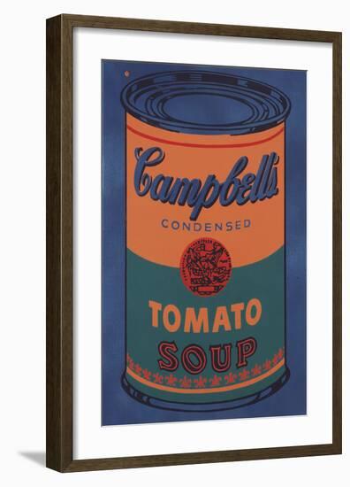 Colored Campbell's Soup Can, 1965 (blue & orange)-Andy Warhol-Framed Art Print