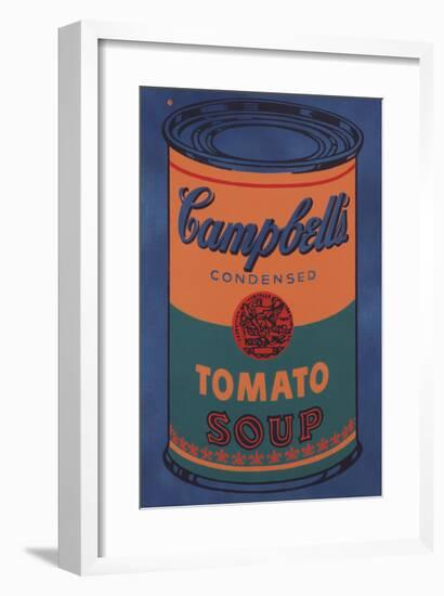 Colored Campbell's Soup Can, 1965 (blue & orange)-Andy Warhol-Framed Giclee Print