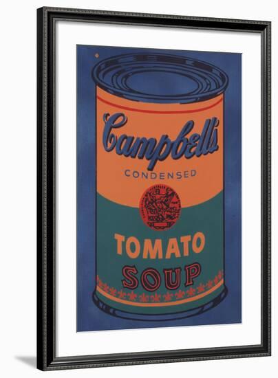 Colored Campbell's Soup Can, 1965 (blue & orange)-Andy Warhol-Framed Giclee Print