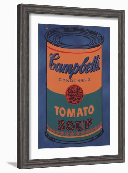 Colored Campbell's Soup Can, 1965 (blue & orange)-Andy Warhol-Framed Art Print