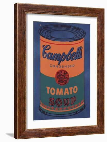 Colored Campbell's Soup Can, 1965 (blue & orange)-Andy Warhol-Framed Art Print