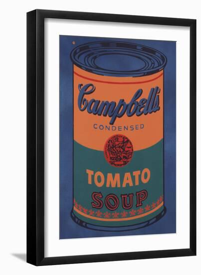 Colored Campbell's Soup Can, 1965 (blue & orange)-Andy Warhol-Framed Art Print