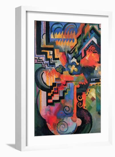 Colored Composition (Homage À Sebastian Johann Bach)-Auguste Macke-Framed Art Print