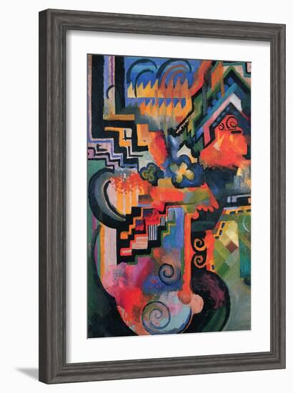 Colored Composition (Homage ? Sebastian Johann Bach)-Auguste Macke-Framed Art Print