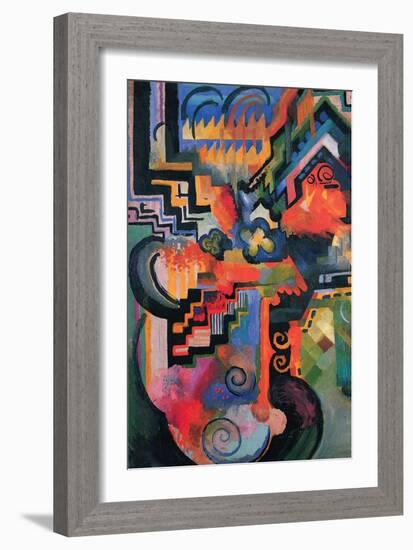 Colored Composition (Homage ? Sebastian Johann Bach)-Auguste Macke-Framed Art Print