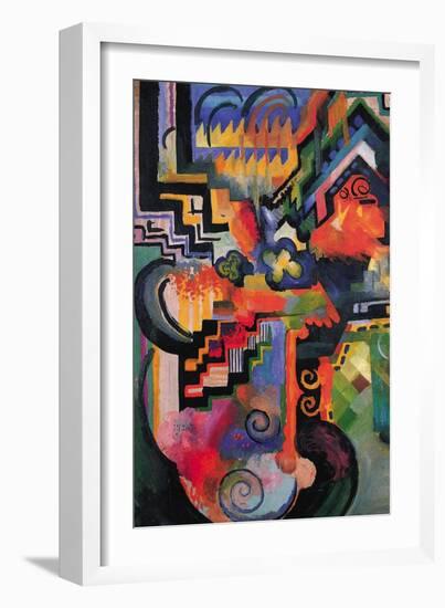 Colored Composition (Homage ? Sebastian Johann Bach)-Auguste Macke-Framed Art Print