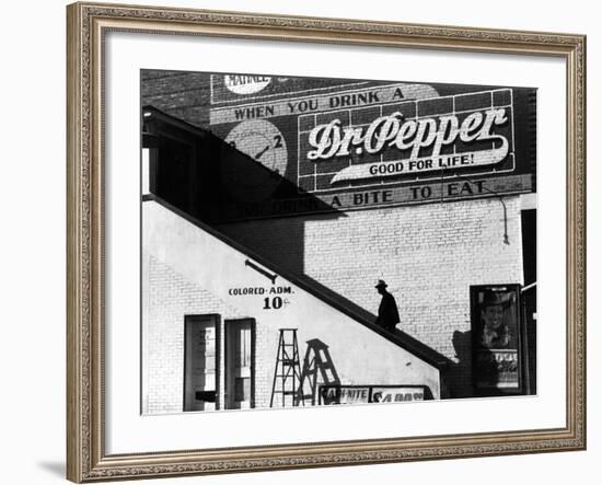 "Colored" Entrance of Movie House on Saturday Afternoon, Belzoni, Mississippi Delta-Marion Post Wolcott-Framed Photo