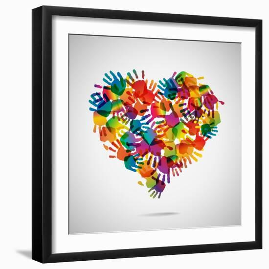 Colored Heart From Hand Print Icons-strejman-Framed Premium Giclee Print