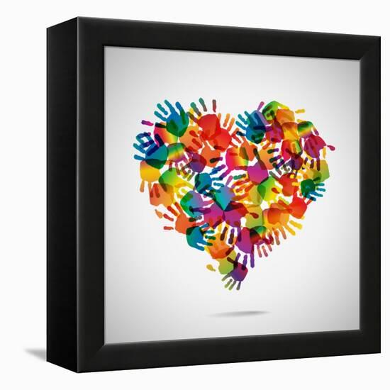 Colored Heart From Hand Print Icons-strejman-Framed Stretched Canvas