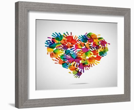 Colored Heart From Hand Print Icons-strejman-Framed Art Print