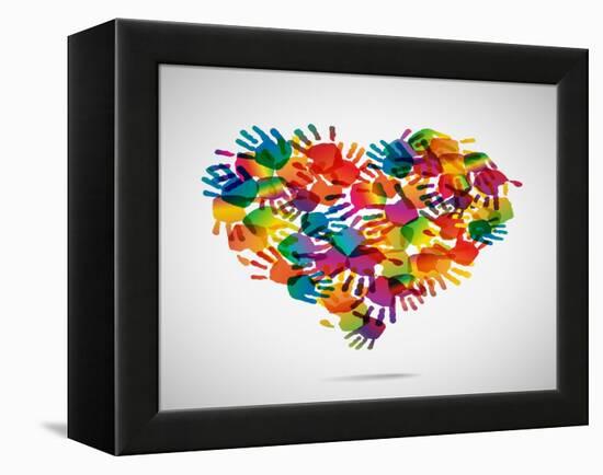 Colored Heart From Hand Print Icons-strejman-Framed Stretched Canvas