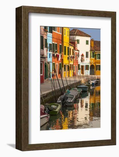 Colored House Facades Along a Canal, Burano Island, Venice, Veneto, Italy-Guy Thouvenin-Framed Photographic Print