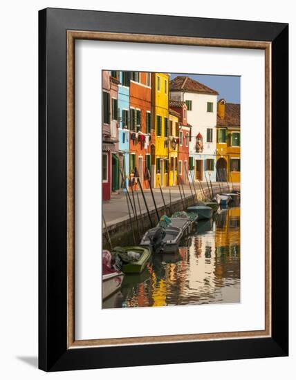 Colored House Facades Along a Canal, Burano Island, Venice, Veneto, Italy-Guy Thouvenin-Framed Photographic Print